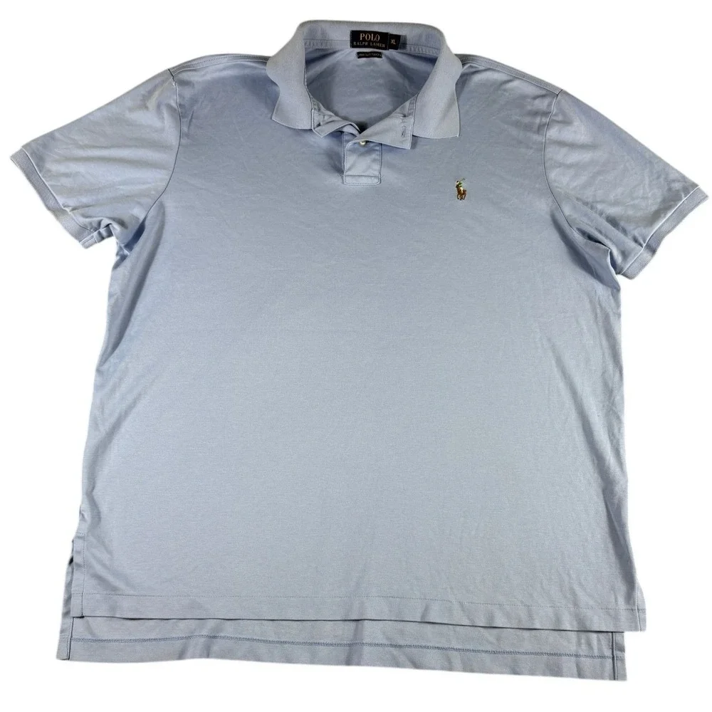 Polo Ralph Lauren Polo Shirt Mens XL Blue Pima Soft Touch Premium Heritage Slit